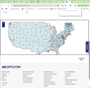 Postal service delivery map